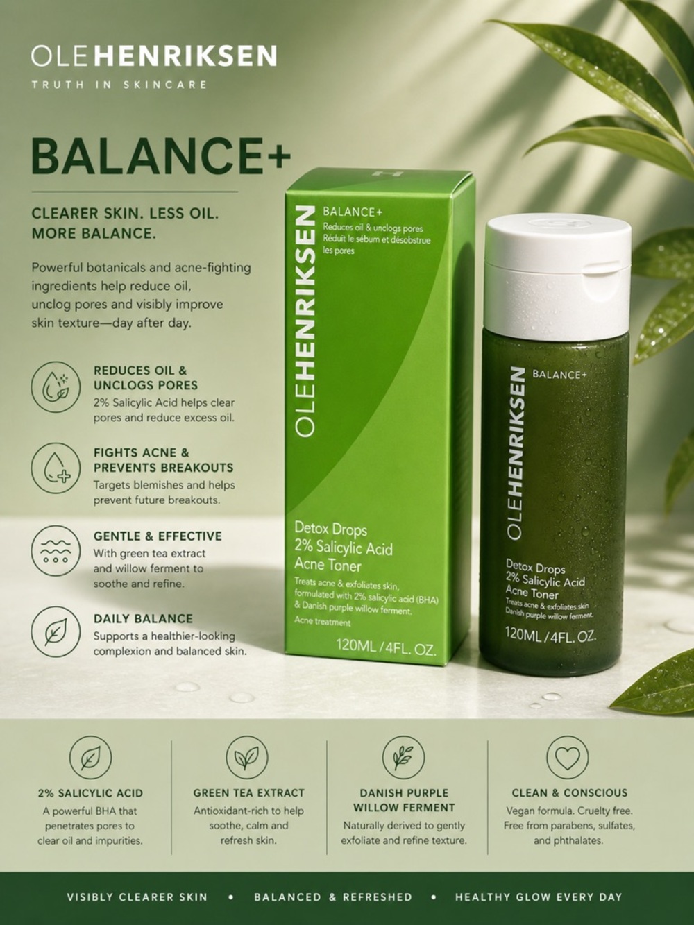 Ole Henriksen Green and White Detox Drops Acne Toner